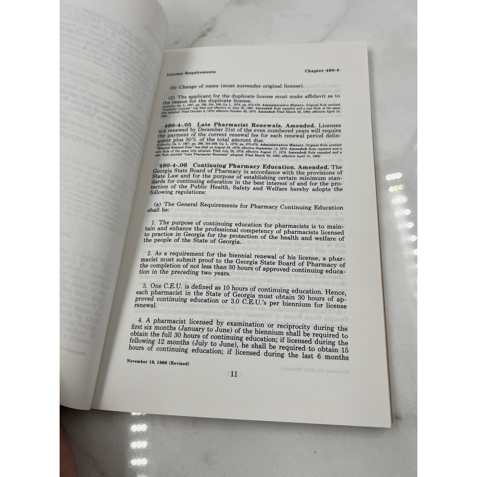 Georgia State Board of Pharmacy Rules 1989 Official Document Regulations