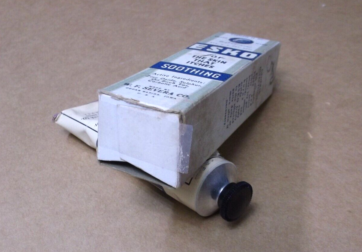 1930’s-40’s ESKO SOOTHING Skin Lotion BOX & TUBE ~ W.F Severa, CEDAR RAPIDS, IA.
