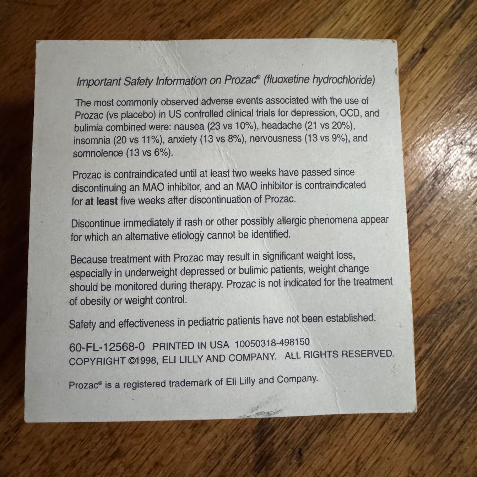 1998 Prozac Lilly Pharmaceutical Drug Rep Sticky Notes block