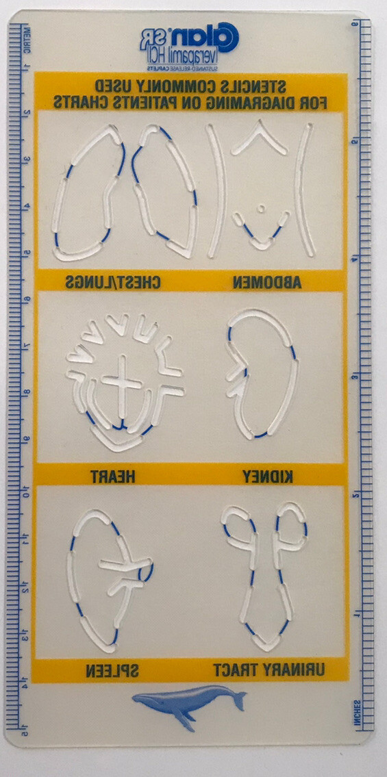 Calan SR Pharmaceutical Drug Rep Stencils Commonly Used + Metric & Inches Rulers