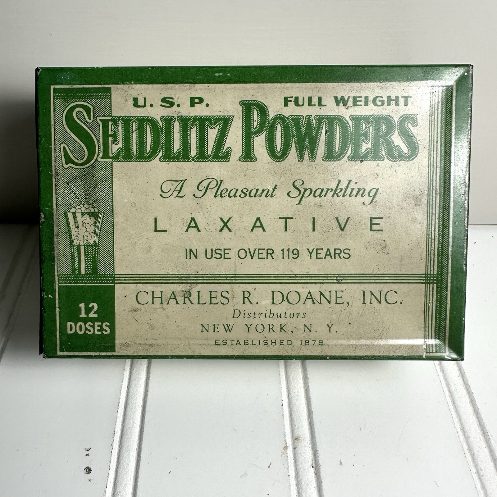 Vintage Green Tin Seidlitz Powders Charles R Doane Inc New York