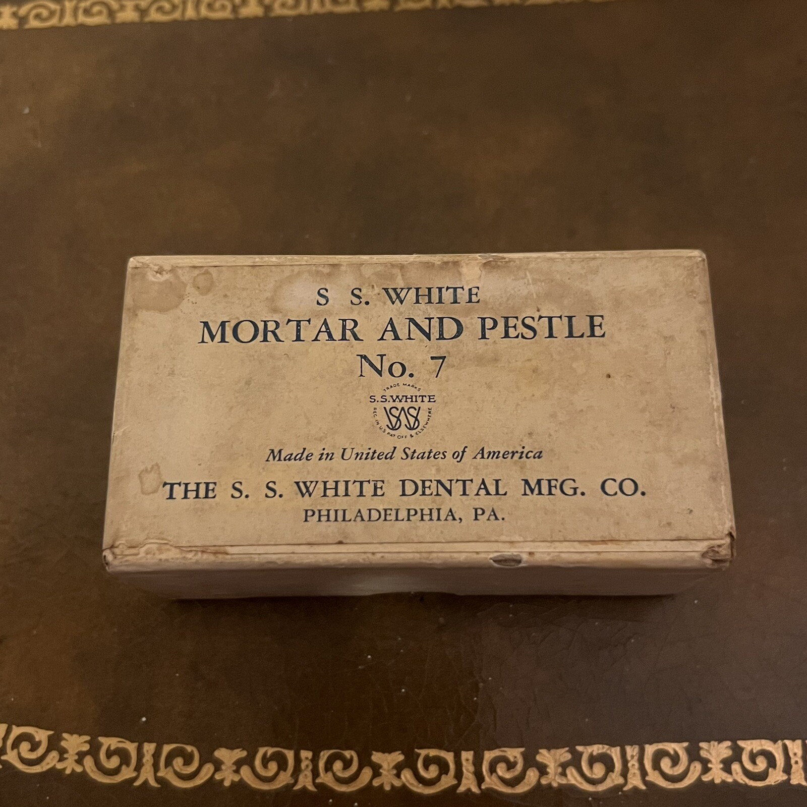 Vintage S.S. White Dental Mortar And Pestle No. 7
