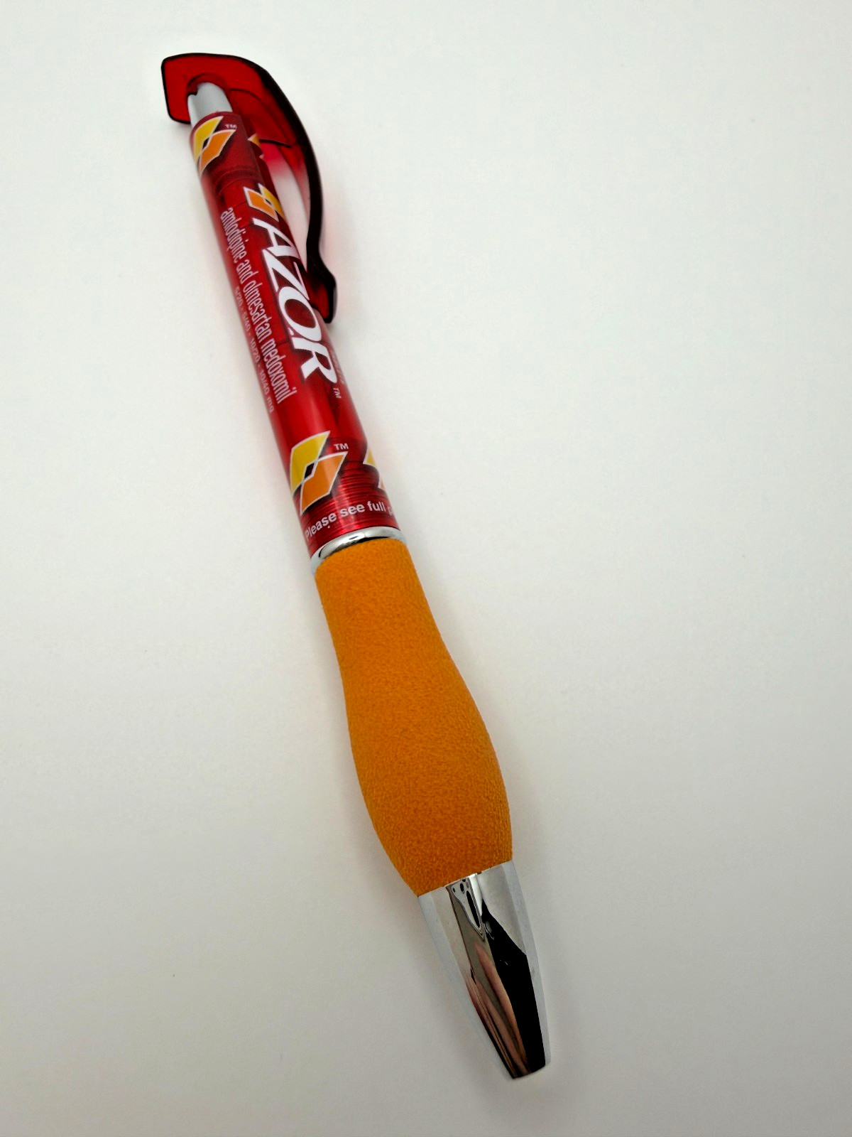 Azor Amlodipine Olmesartan Pharmaceutical Promo Pen Red Barrel Foam Grip *Tested