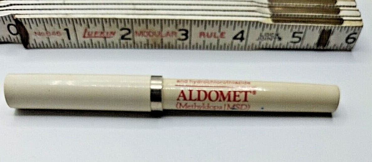 ALDOMET ALDORIL METHYLDOPA Pharmaceutical Drug Rep Pen Vintage Retro Rare