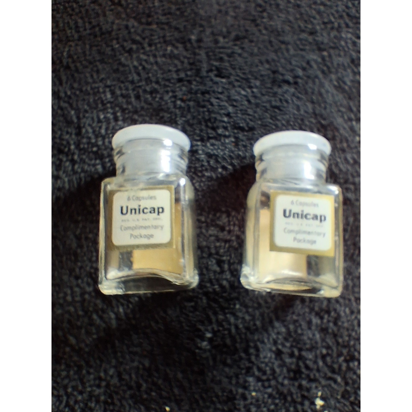 Vintage Unicap Upjohn Company Vitamin Apothecary Glass Salt & Pepper