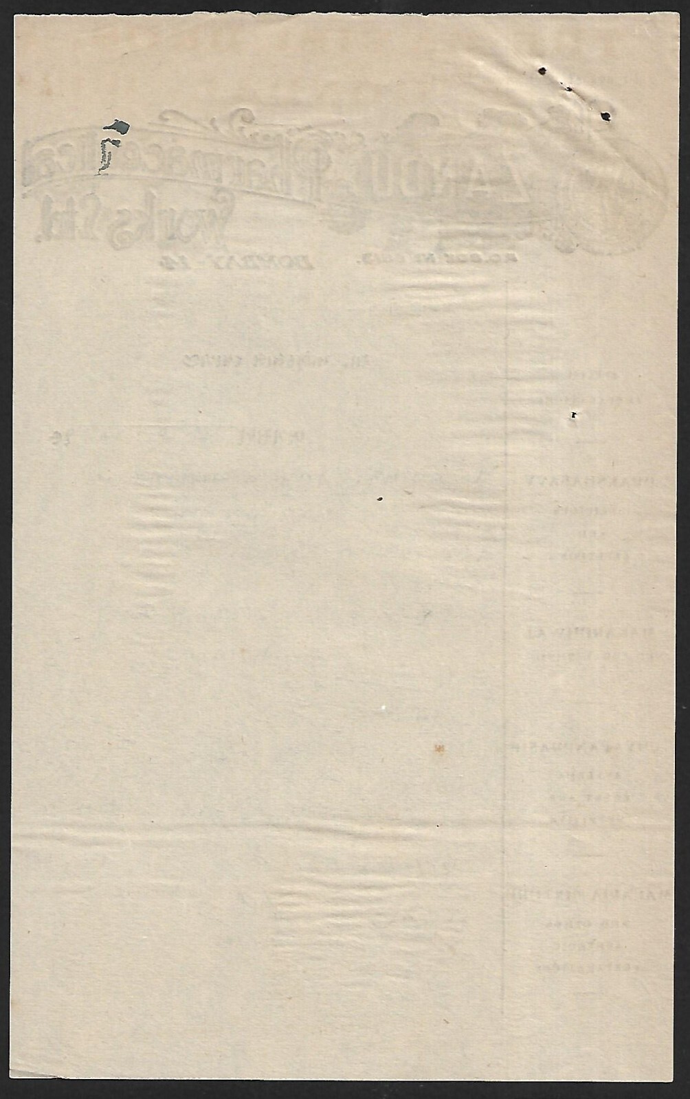 (BL) Zandu Pharmaceutical Works Bombay illustrated Billhead