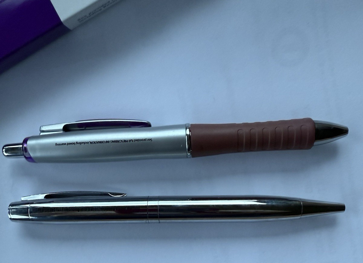 Lot of 2 Zyprexa Metal PENS Drug Rep Pharmaceutical Promo Advertising