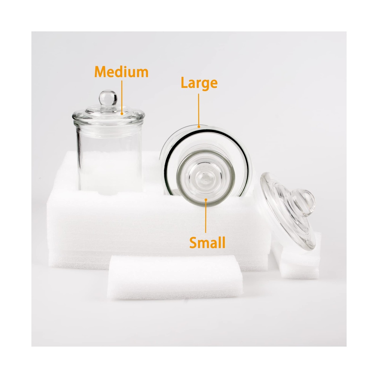 Mini Glass Apothecary Jars, Bathroom Storage Organizer Canisters for Cotton S…