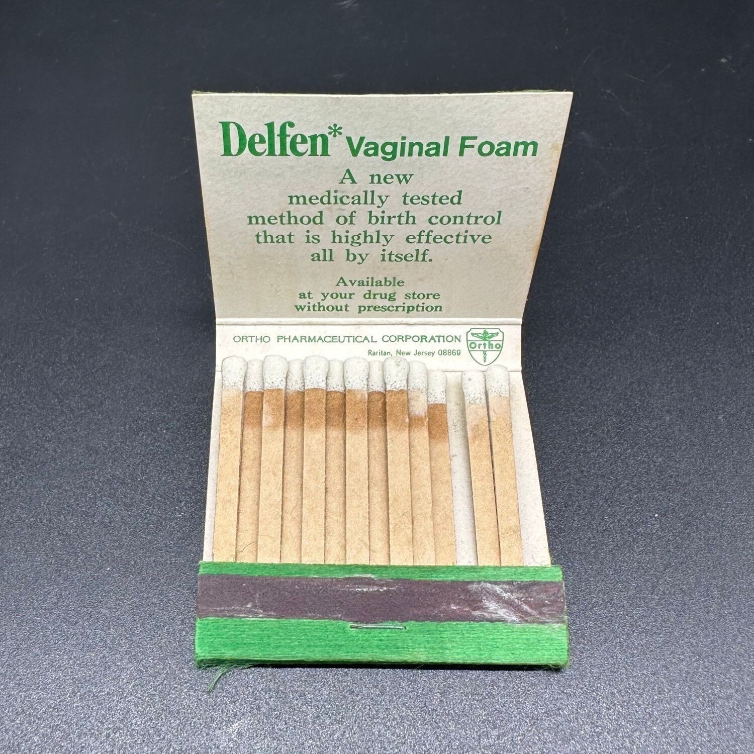 Vintage Matchbook Delfen Advertisement Pharmaceutical Birth Control 70s Promo