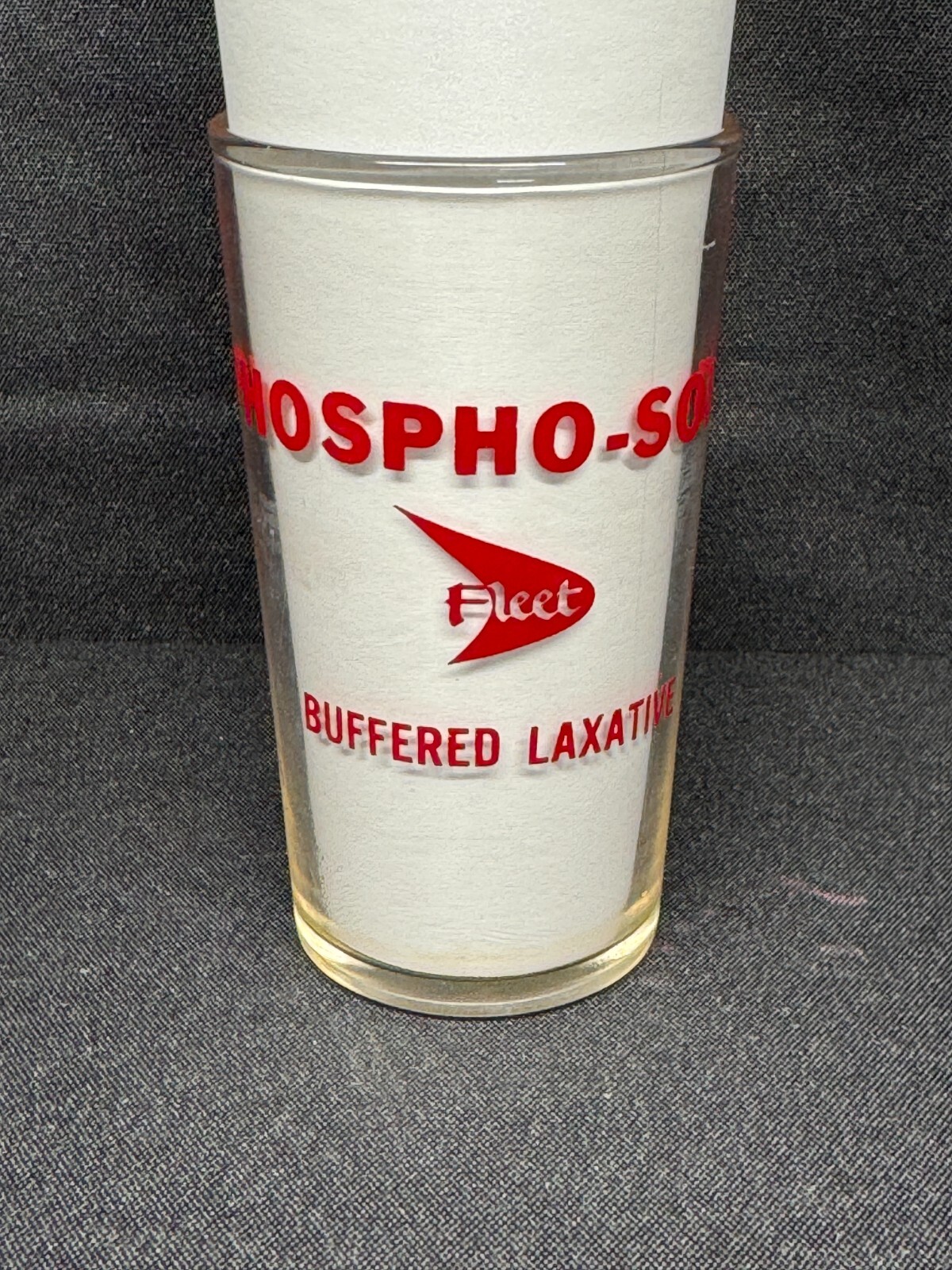 Vintage Hazel Atlas Glass PHOSPHO SODA Buffer Laxative Advertising Dosing Glass