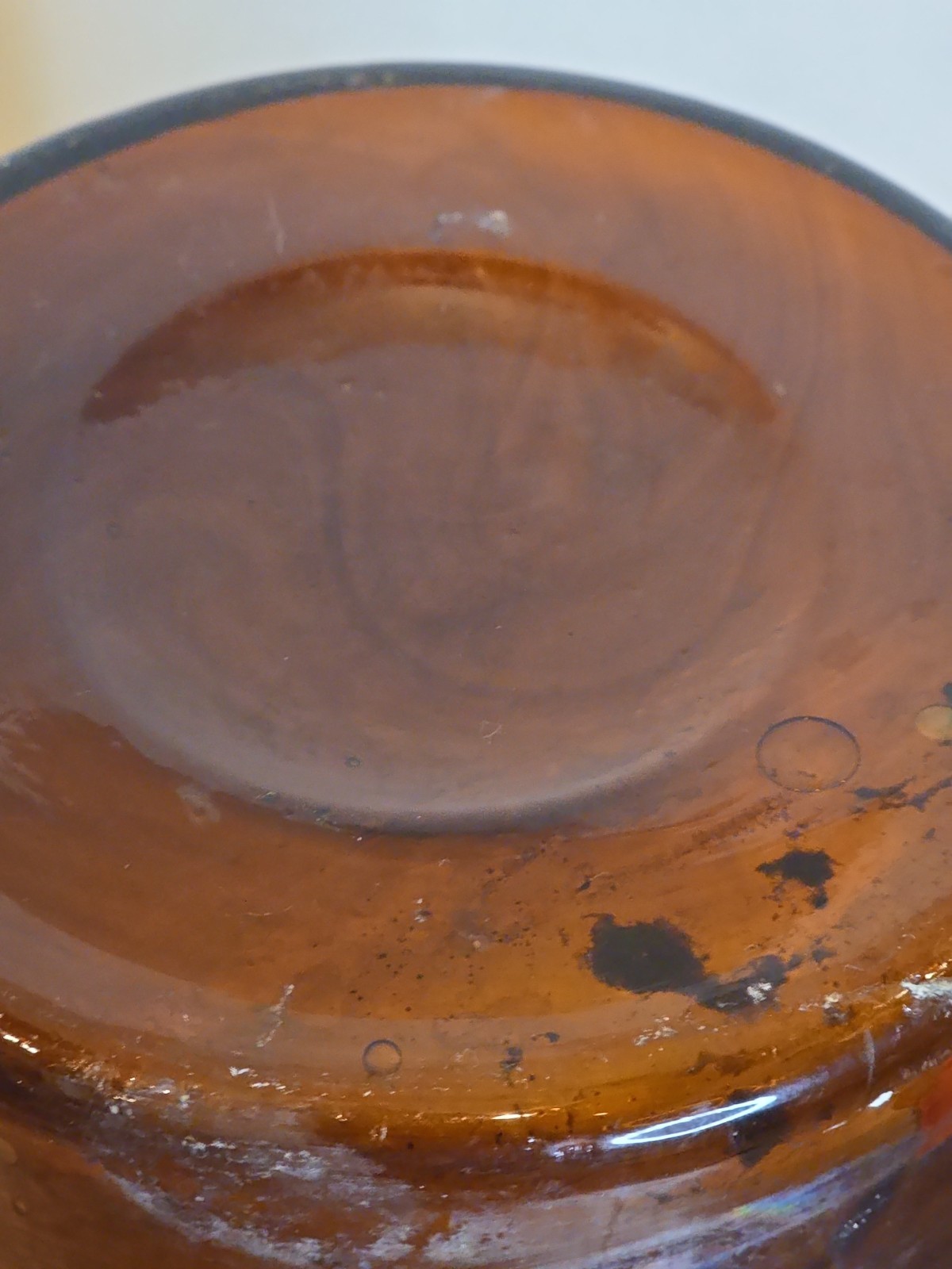 VINTAGE HANDMADE Large Apothecary Glass Bottle Amber Brown 12″