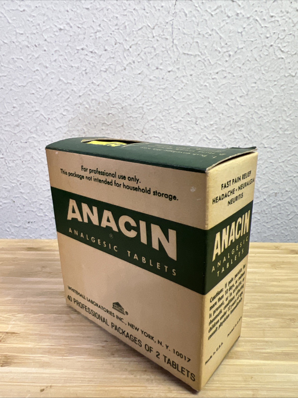 RARE Vtg 1960s ANACIN BOX pharmaceutical physician sample doctor MEDS pills