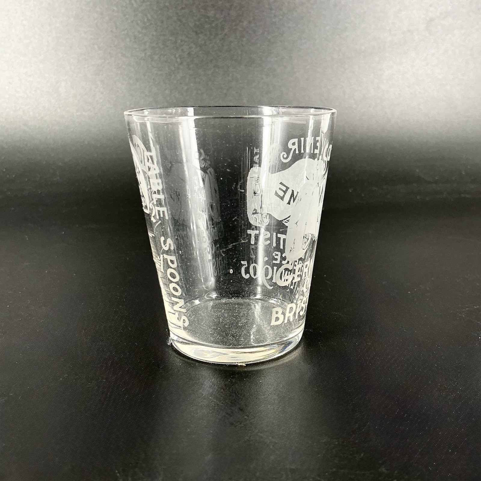 Victor Liver Syrup Souvenir Medicine Cup Glass 1905 German Baptist Conference