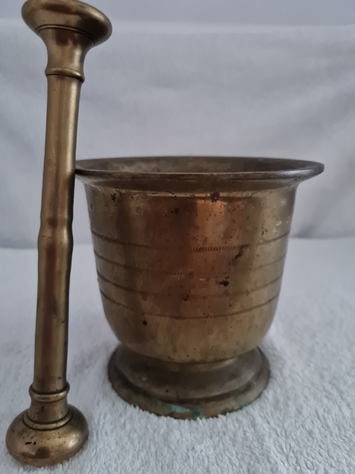 ANTIQUE 19TH CENTURY HEAVY SOLID BRASS APOTHECARY MORTAR & PESTLE /DRUGGIST TOOL