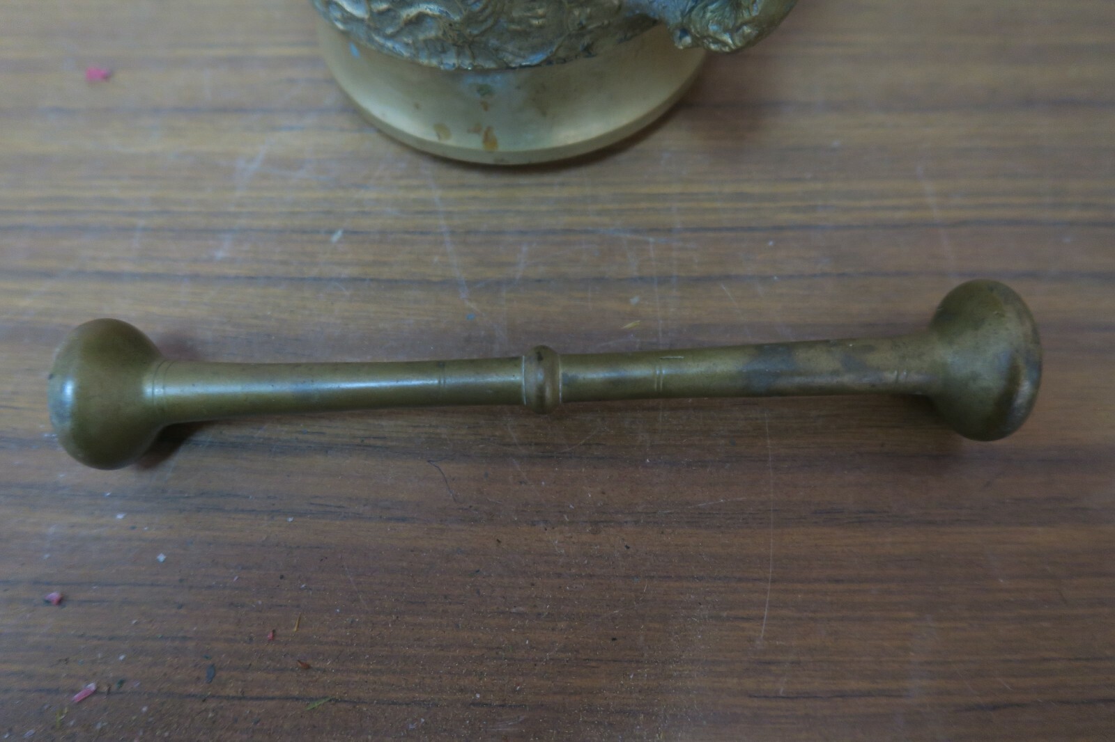 Vintage Heavy 7″ Bronze Mortar & Pestle Reproduction of Heinrick ter Herst 1607