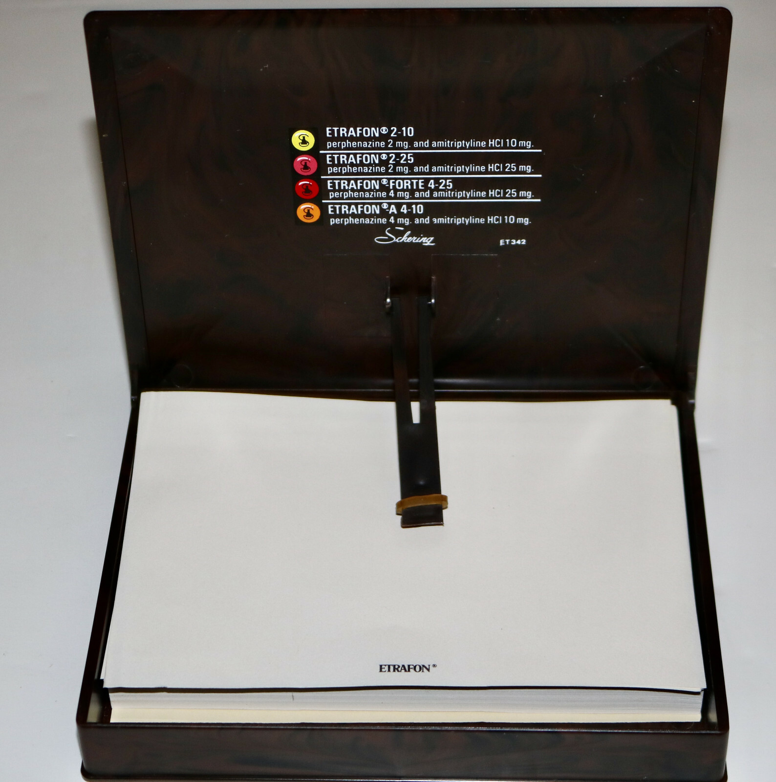 ETRAFON antipsychotic Schering promo note paper and holder