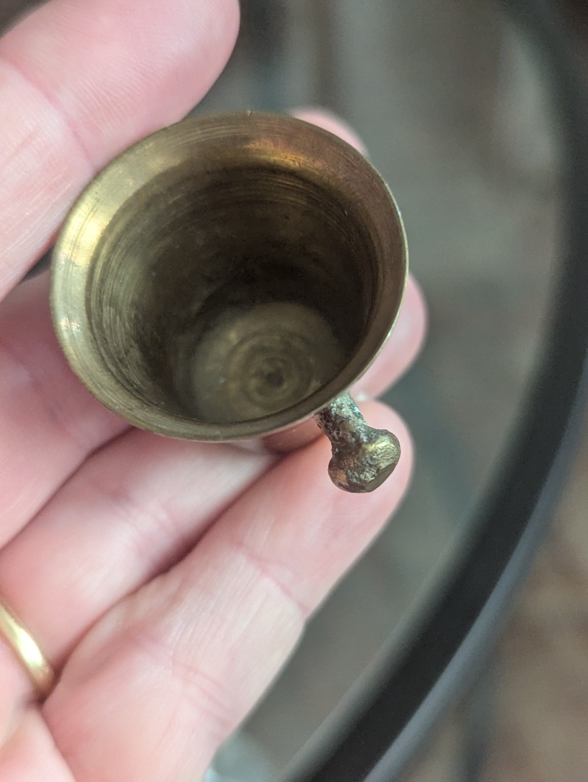 Vintage Dollhouse Miniature Brass Mortar Bucket Decorative Art