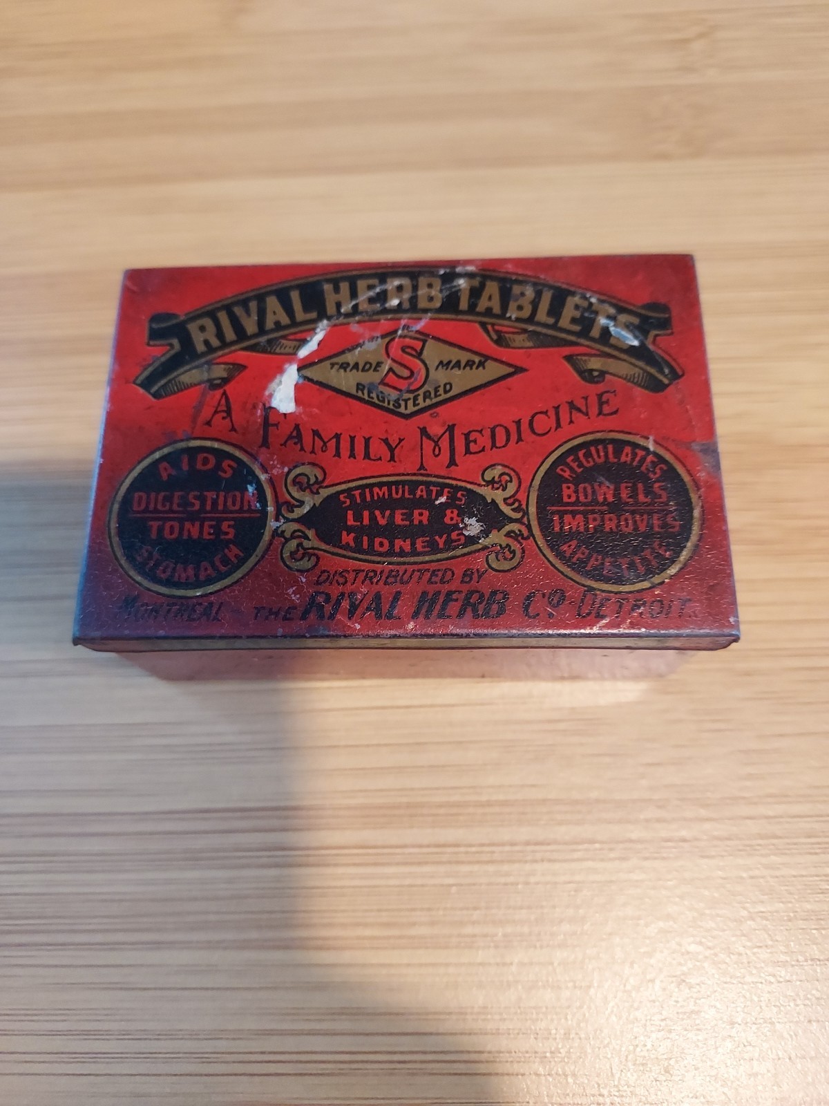 Vintage Herbal Medicine Tin Rival Herb Tablets Montreal Detroit Herbal Remedy