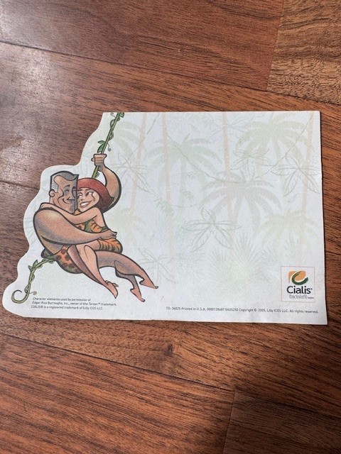Cialis Tarzan & Jane Drug Rep Pharmaceutical Rare Collectible Notepad Paper