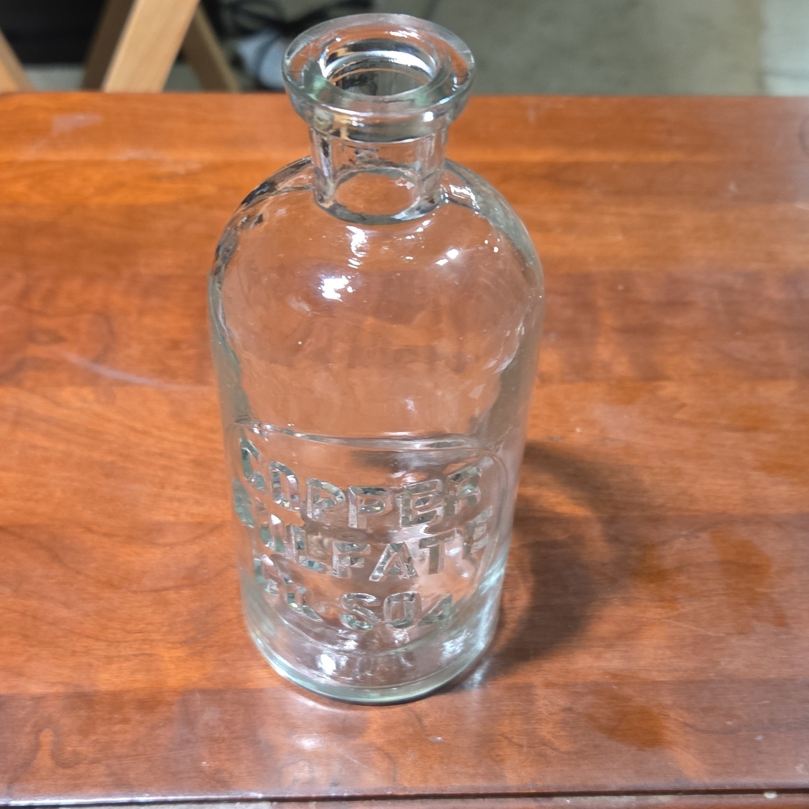 Vintage Wheaton Copper Sulfate CuSO4 Glass Bottle No. 30 Embossed Laboratory USA