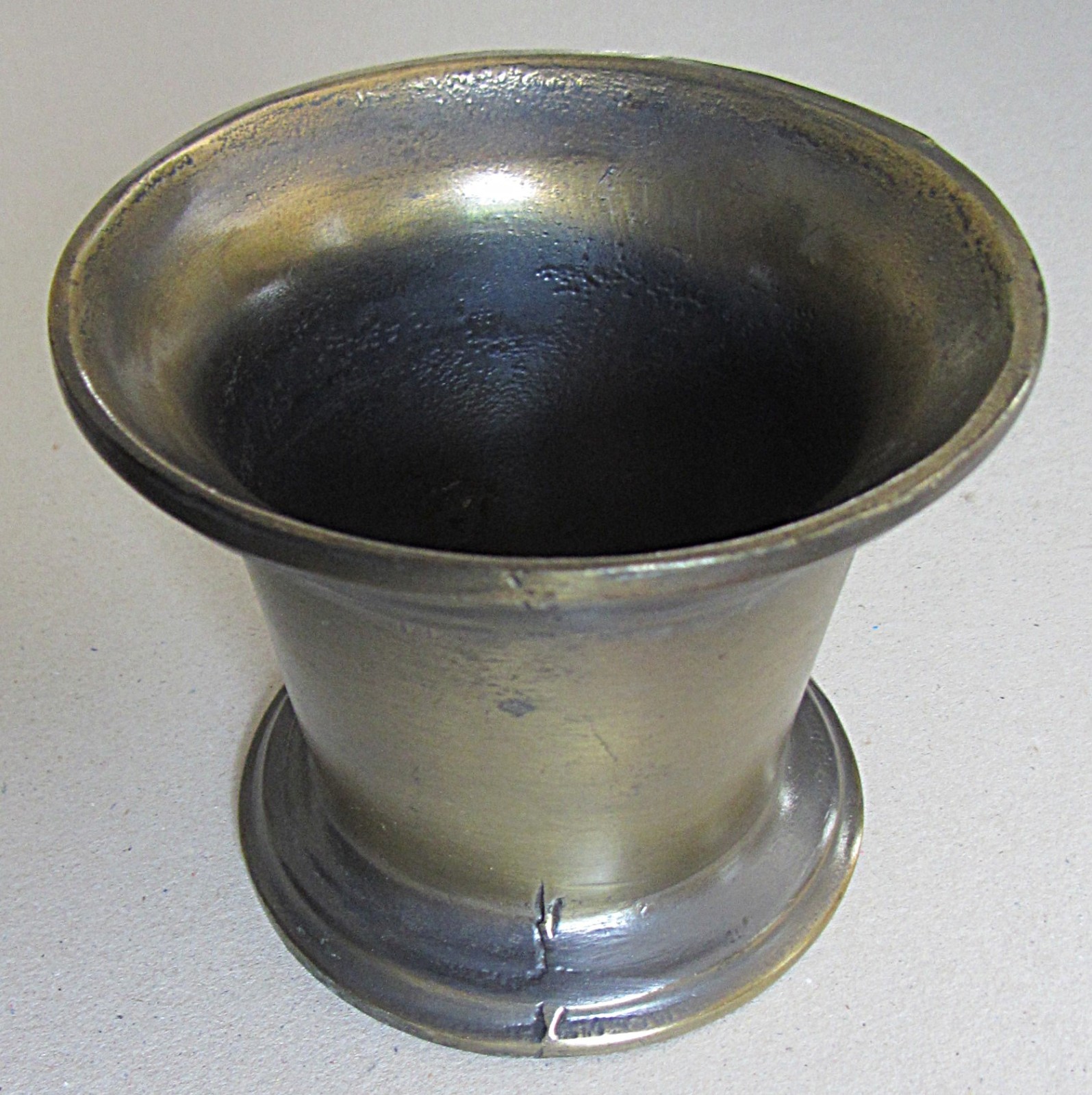 VINTAGE APOTHECARY BRASS PLATED MORTAR & PESTLE~3 7/8″ TALL~4.5″ TOP~4″ BASE