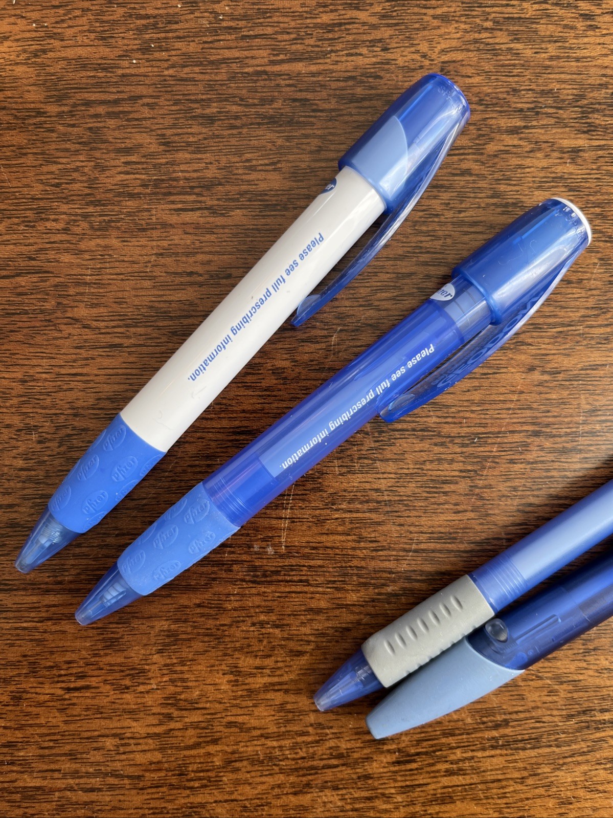 Lot of 4 Geodon Pfizer Medical Drug Rep Pharmaceutical Pens Blue White Gray Grip