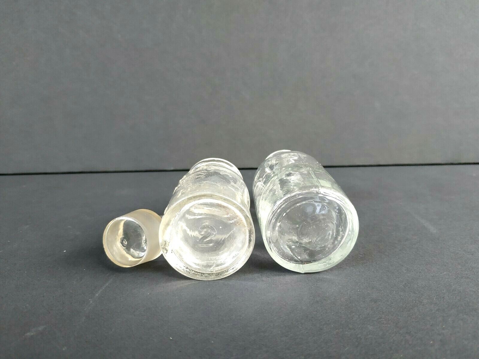 Glass Apothecary Pharmacy Bottles Set of 2, Clear, 1950 – 1960