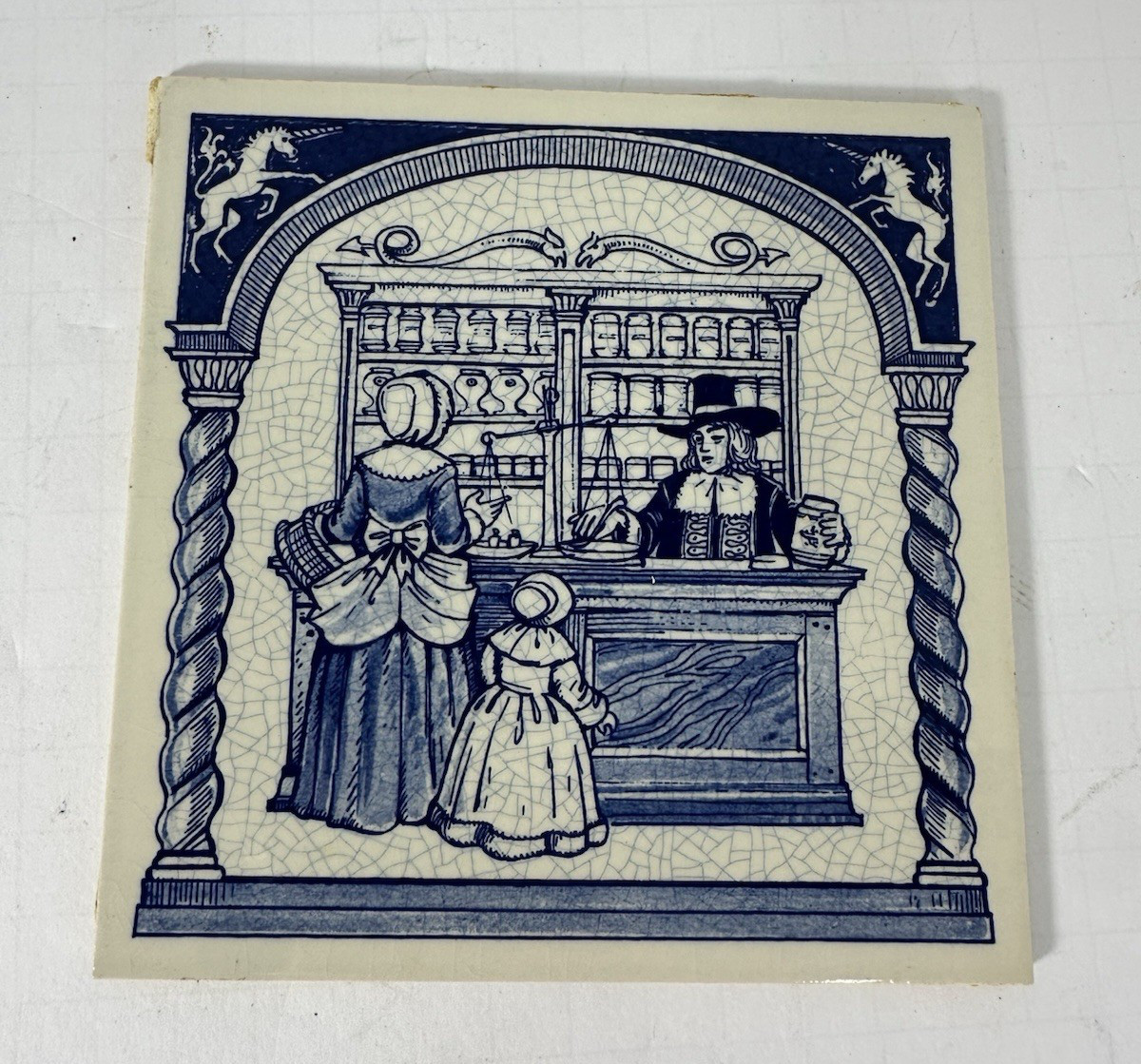 Vintage Blue Delft Tile Uroscopy Pharmacy Scholarship Program Apothecary 4 READ
