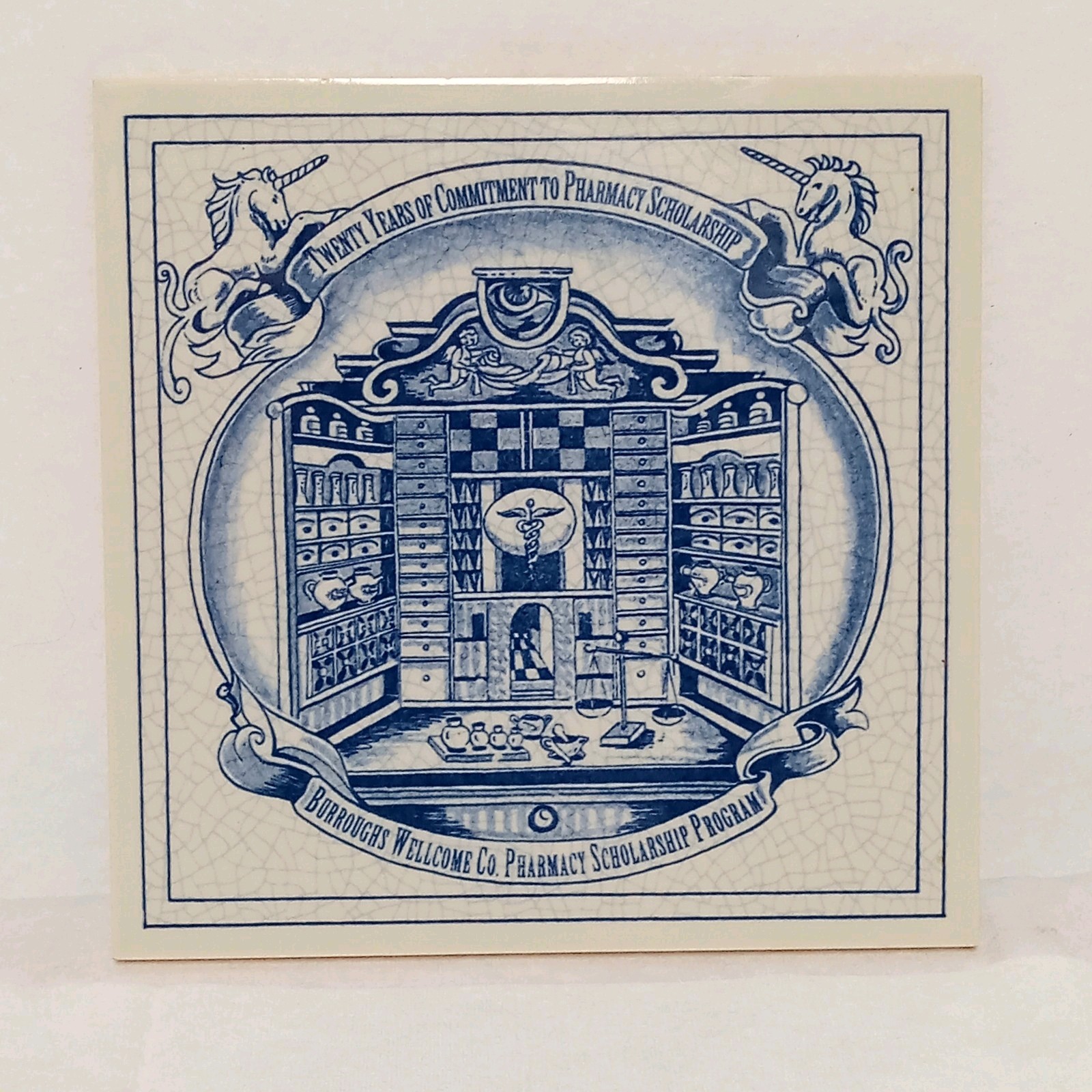 DELFT HOLLAND Pharmacy Tile Burroughs Scholarship Pharmacist Apothecary