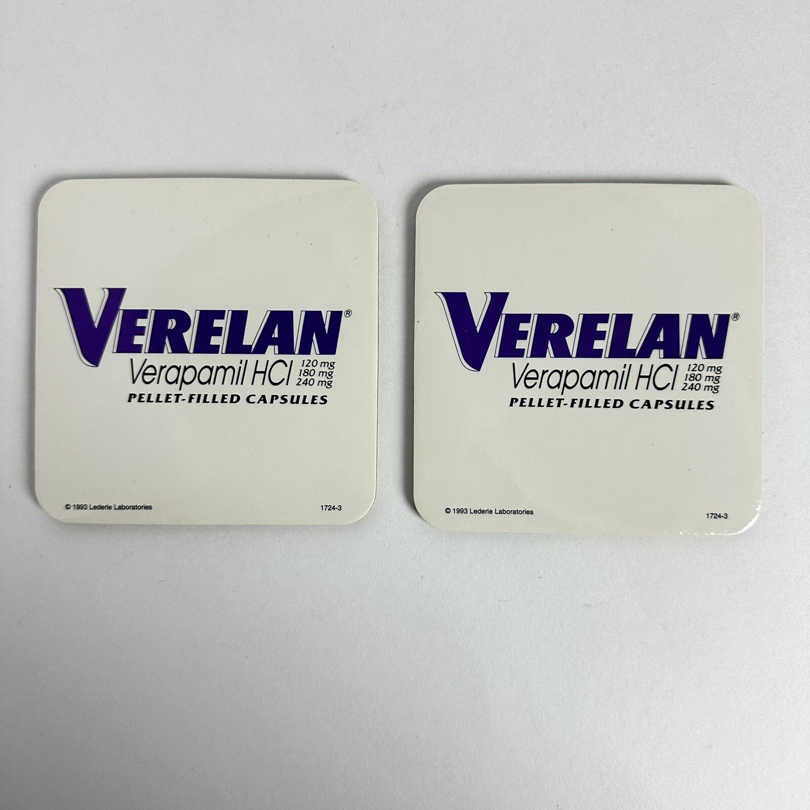 Vintage Verelan Capsules Drink Coasters Drug Rep Promo Pharmaceutical RARE