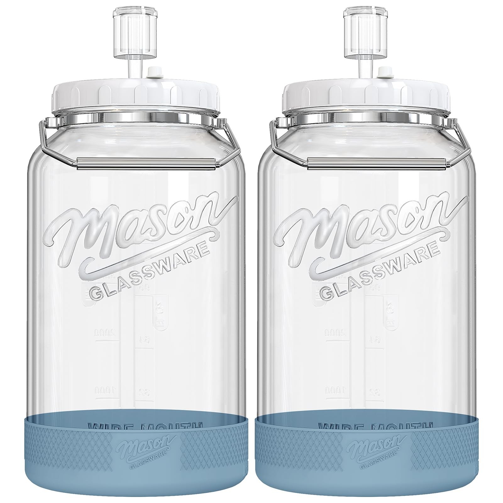 2 Pack 1.5 Gallon Large Fermentation Jars with Airtight Lids & Airlocks, Wide…