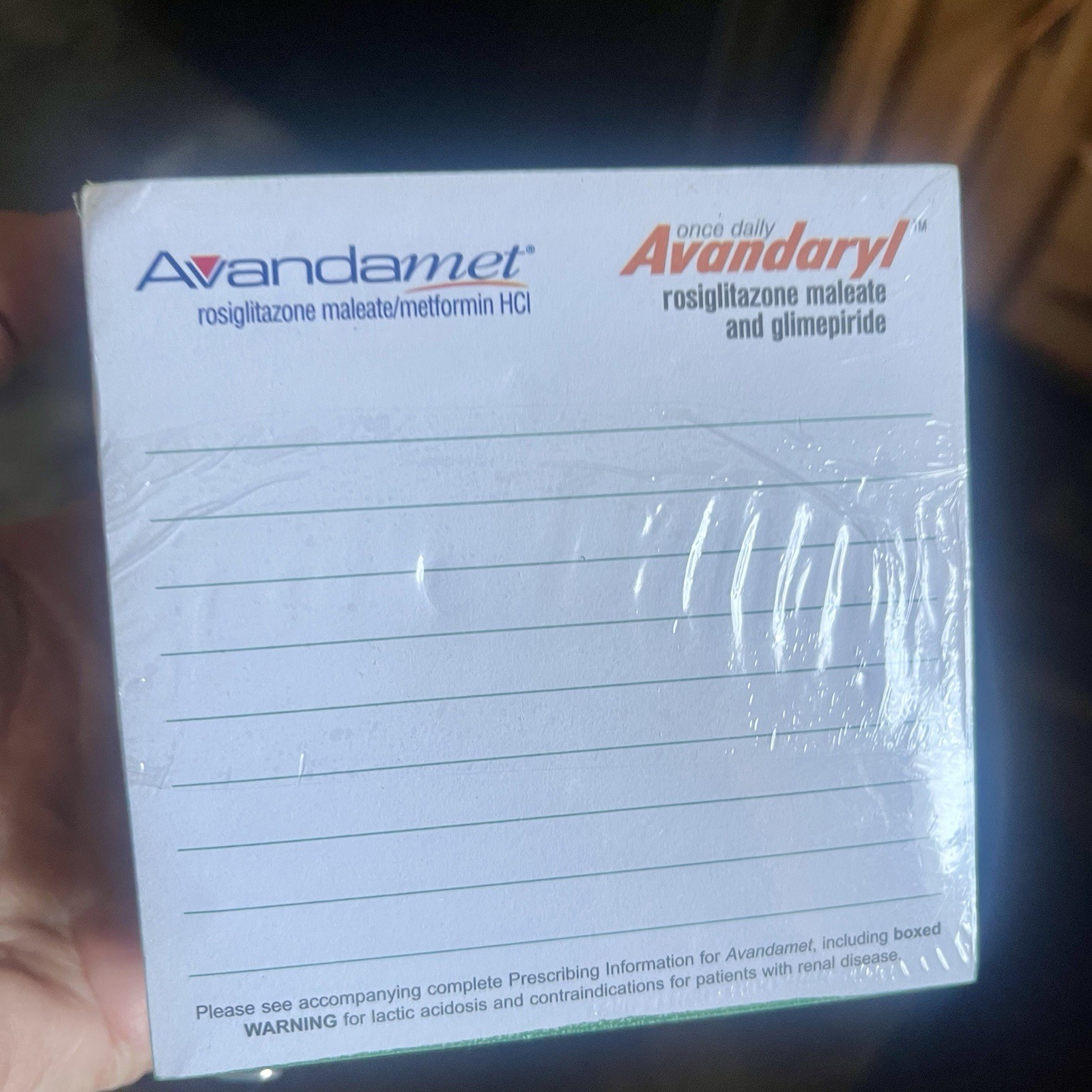 Avandia 4″ x 4″ Pharmaceutical Drug Rep Paper Note Pad, New Sealed