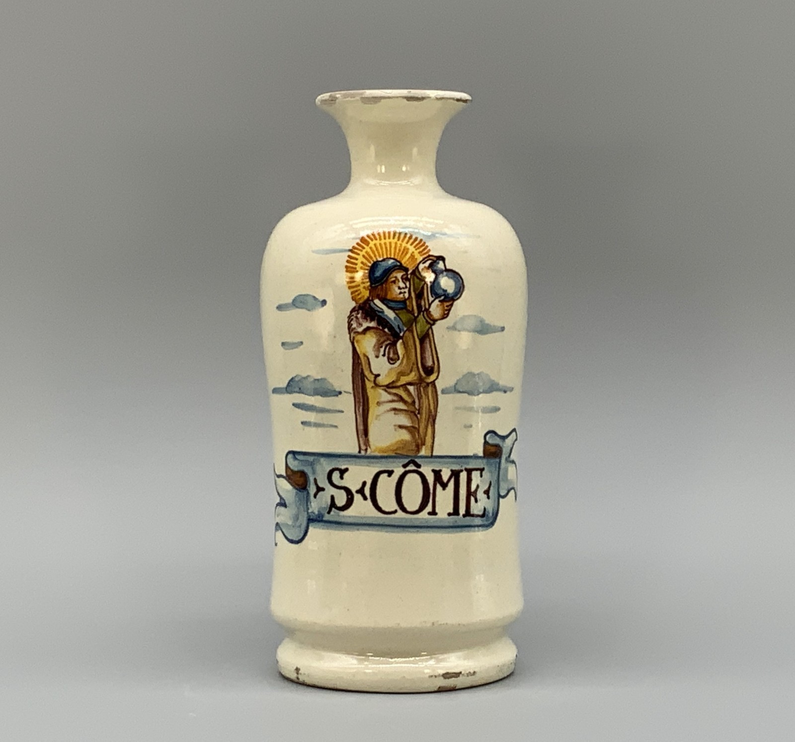 19th-Century French Saint Come Earthenware Apothecary Drug Chemist Jar Bottle