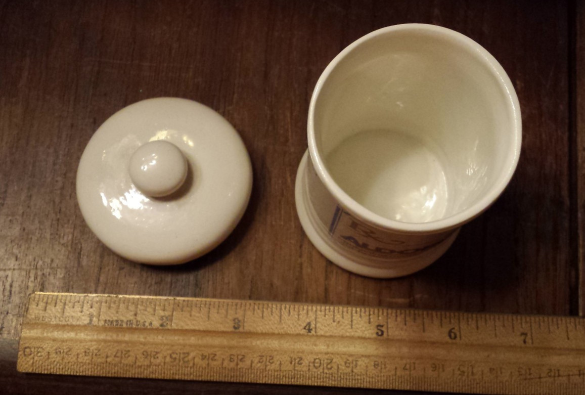 Vintage Advertising Aldoril RX Porcelain Apothecary Pharmacist Empty Jar (J34)