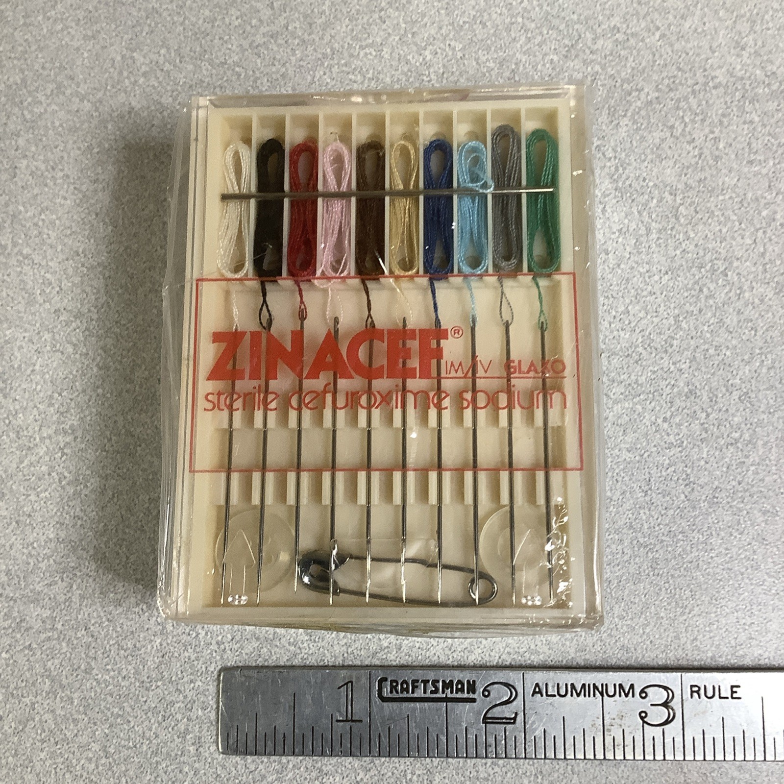 5 Vintage Zinacef Cefuroxime Glaxo Drug Rep Promo Mini Plastic Sewing Kits