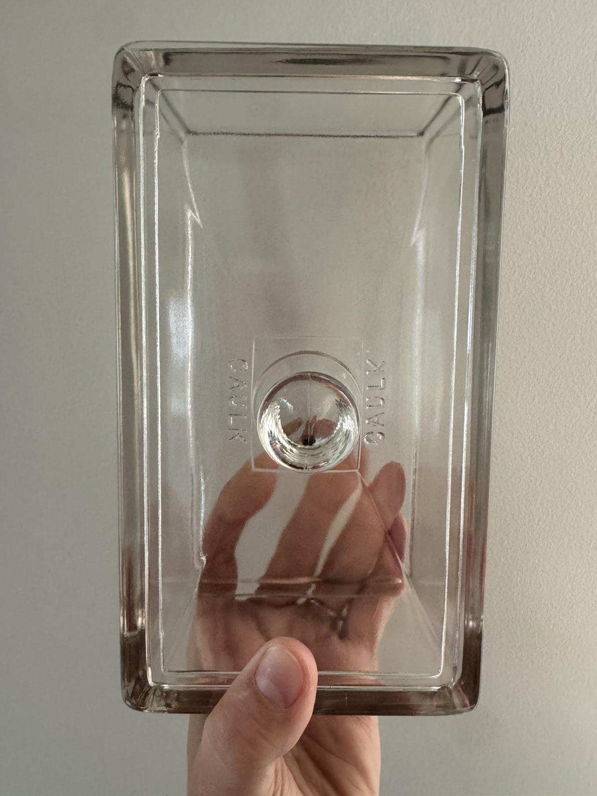 Antique Caulk Clear Glass Covered Box w/ Lid Included, Rectangular