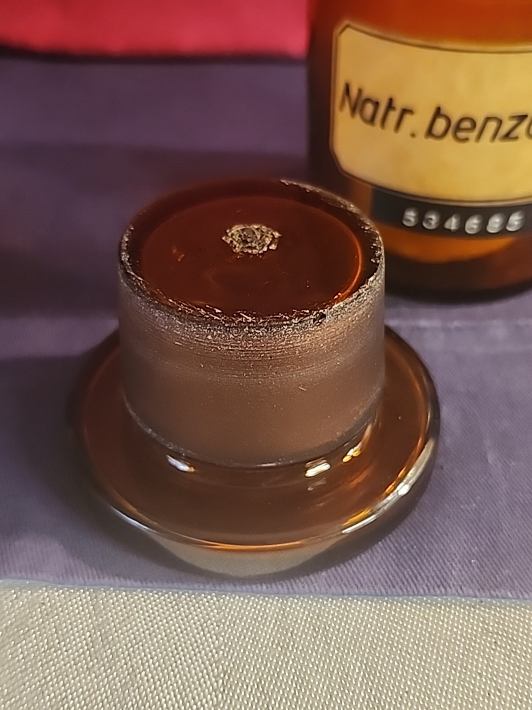 Vintage Natr. Benzoaat Pharmaceutical Glass Container Empty