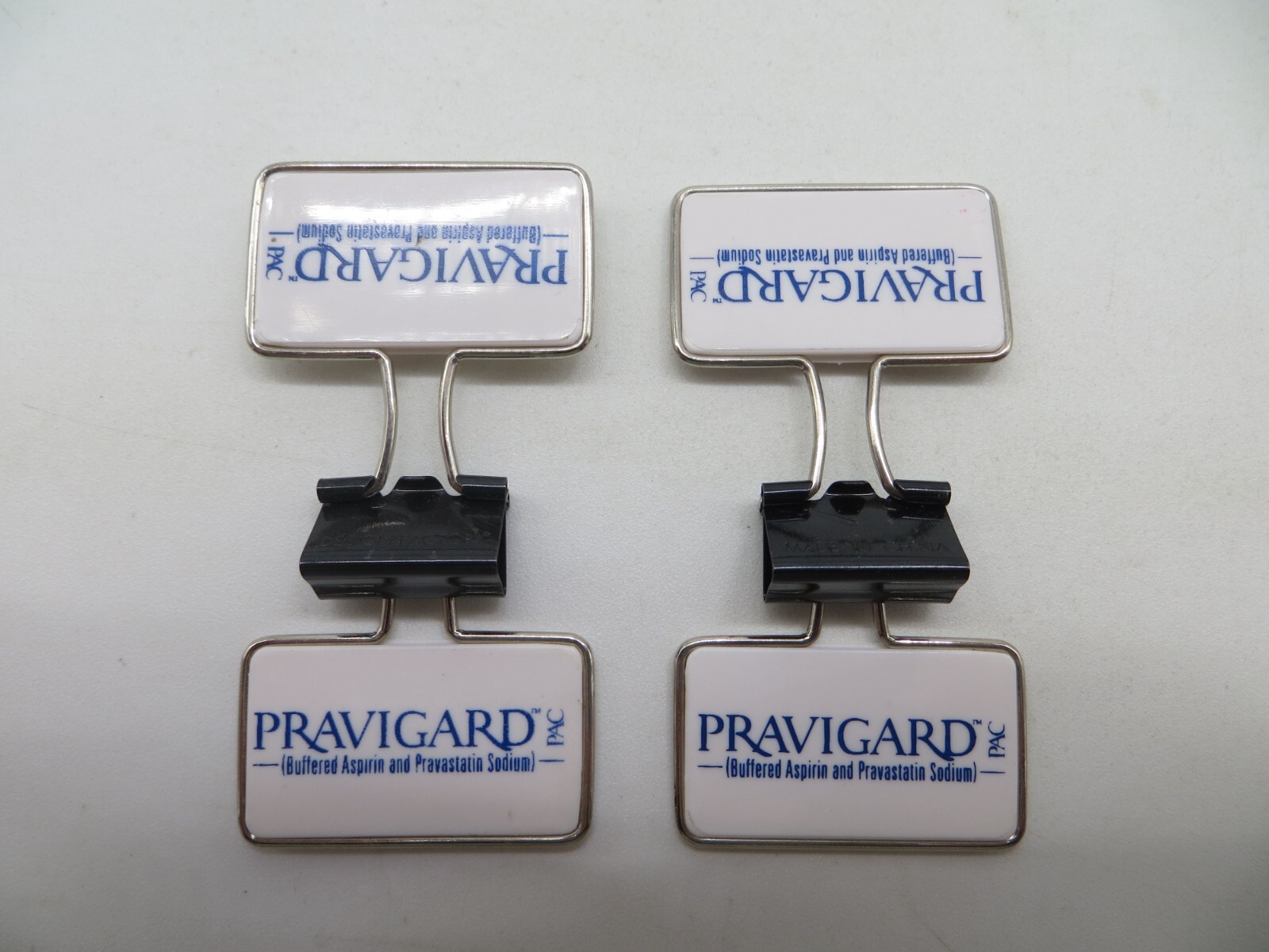 Drug Rep Promo Paper / Binder Clips doctors office promotional item PRAVIGARD