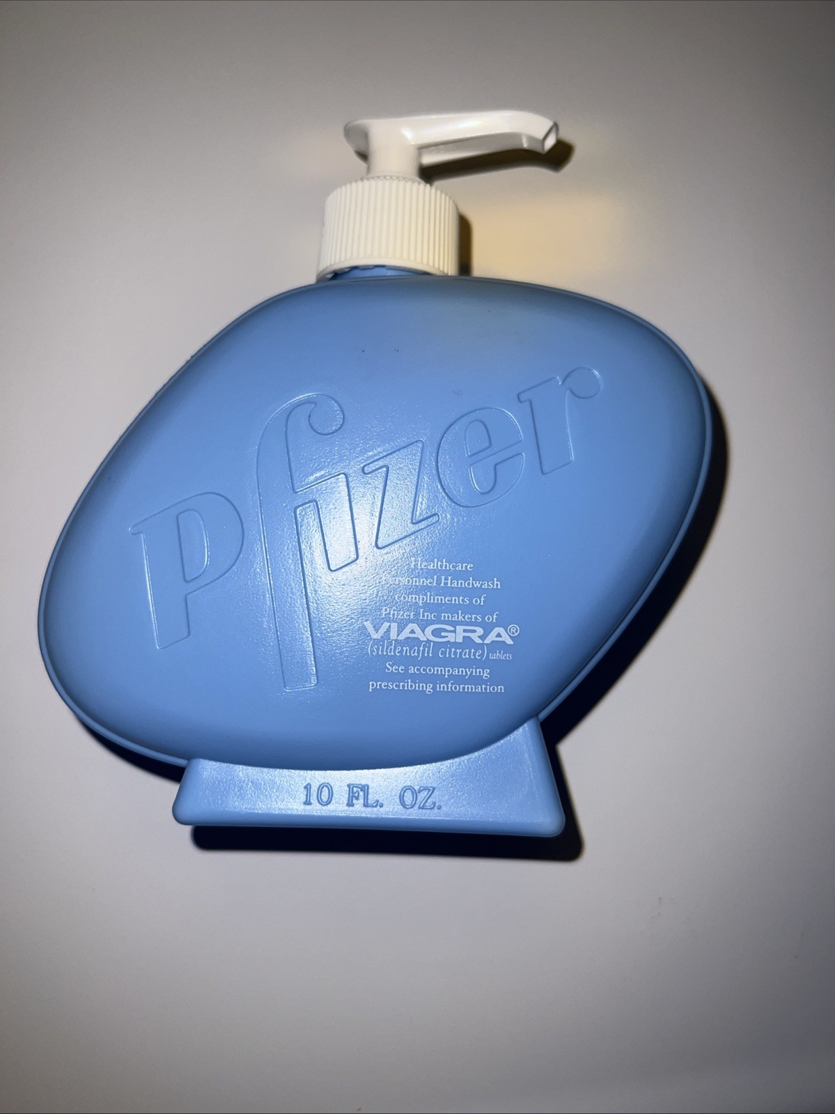 New! Pfizer Viagra Soap Dispenser Plastic 10oz Bottle Pharmaceutical Blue Pill!