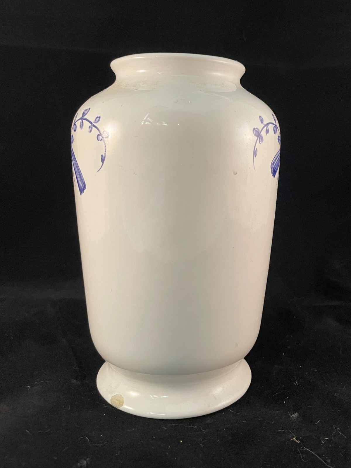 Vintage 1989 Lilly Pharma Blue White Ceramic U:Caelful:Fo Apothecary Jar Vase
