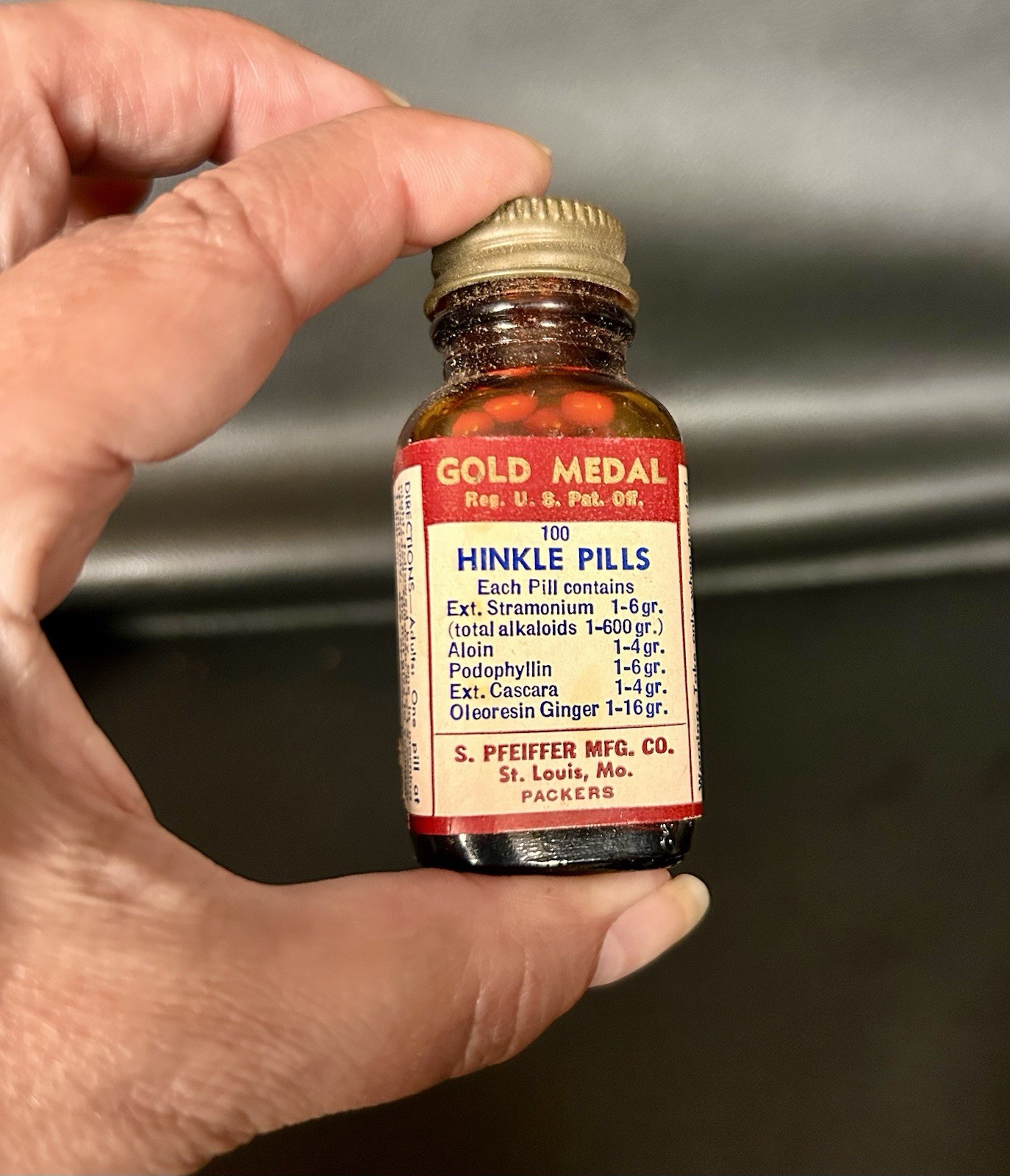 Vintage Gold Medal Hinkle Pills Laxative Medicine with Box-S. Pfeiffer Mfg. Co.