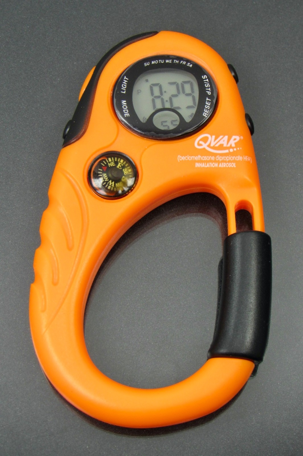 Qvar Carabiner Digital Watch Compass Stopwatch Drug Rep Pharmaceutical Promo