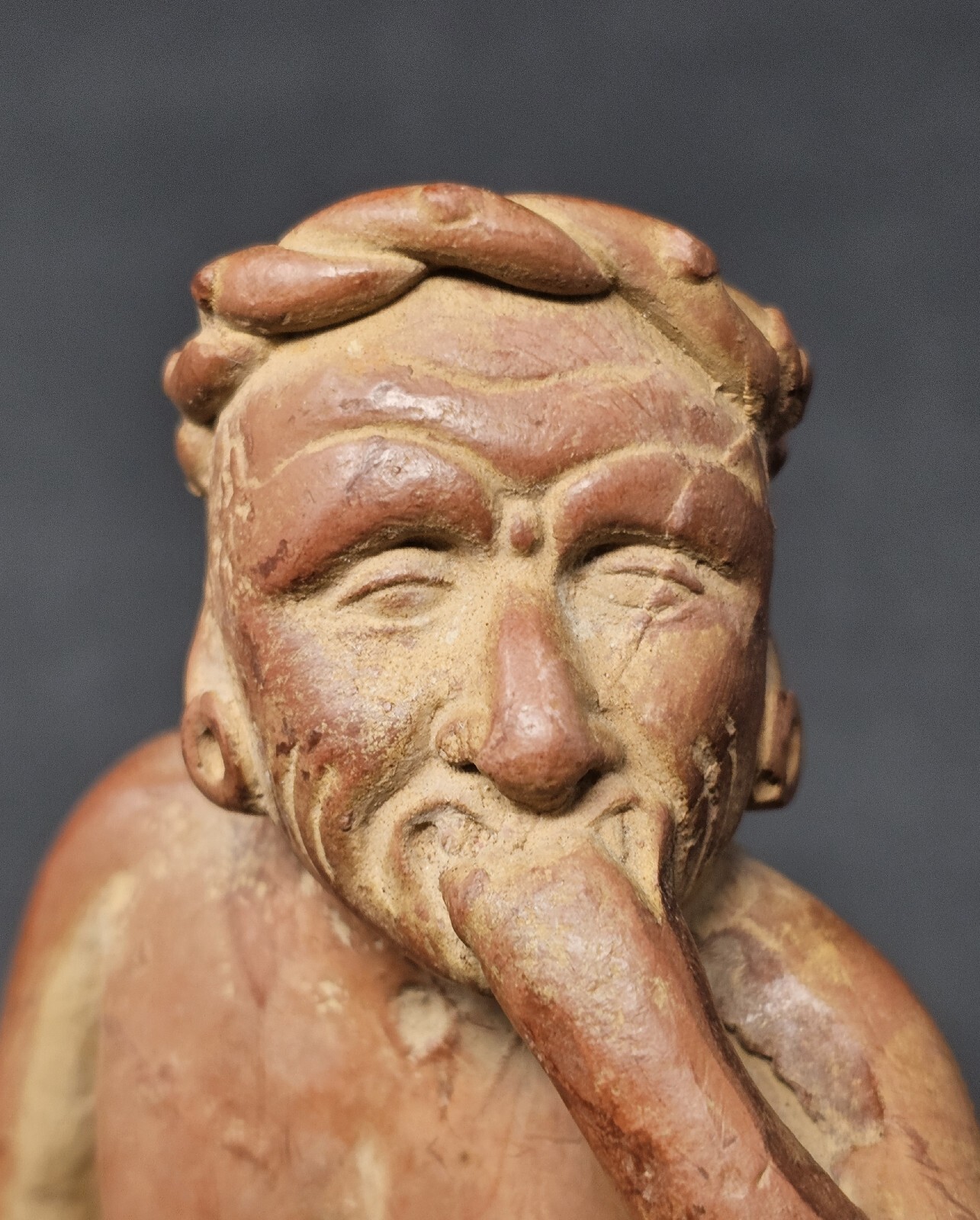 Vtg Portrait Of Anxiety/Depression Etrafon Promo Clay Figurine Mexico ca 800 AD