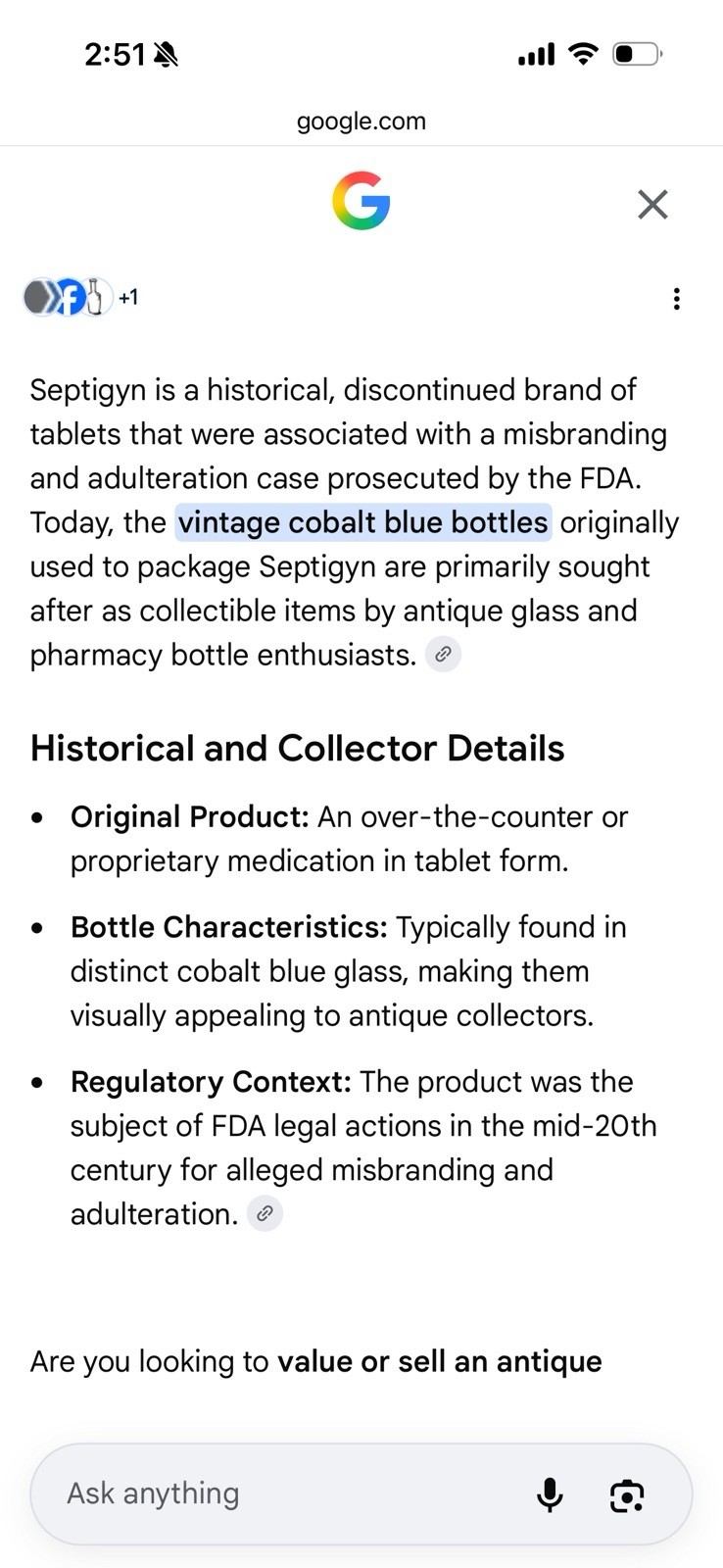 Vintage Medical Remedy Pharmacy – Septigyn Dallas Cobalt Blue Bottle Label
