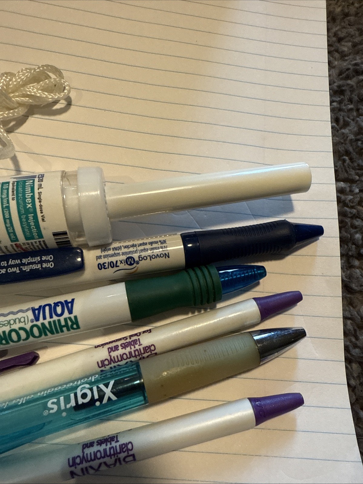 6 Drug Rep Pens Pharma Advertising Xigris Biaxin Nimbex Rhinocort Novalog