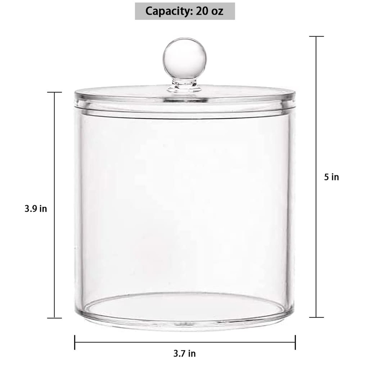 20-Ounce Qtip Holder Storage Canister Set of 2, Clear Plastic Apothecary Jar …