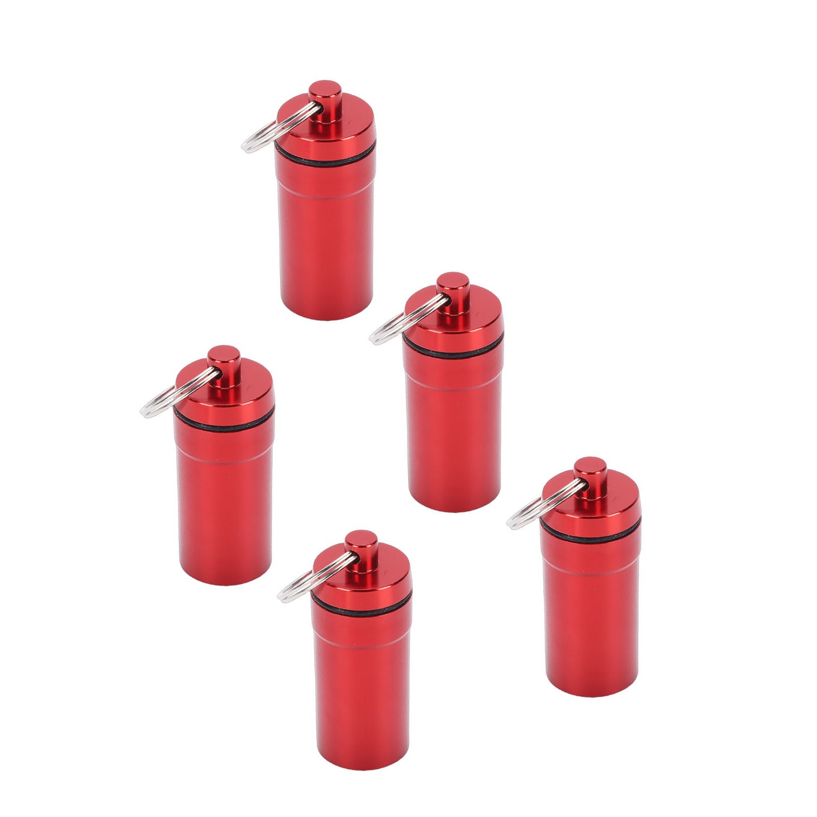 1-5pcs Mini Keychain Tablets Case Water Proof Outdoor Tablets Container Red