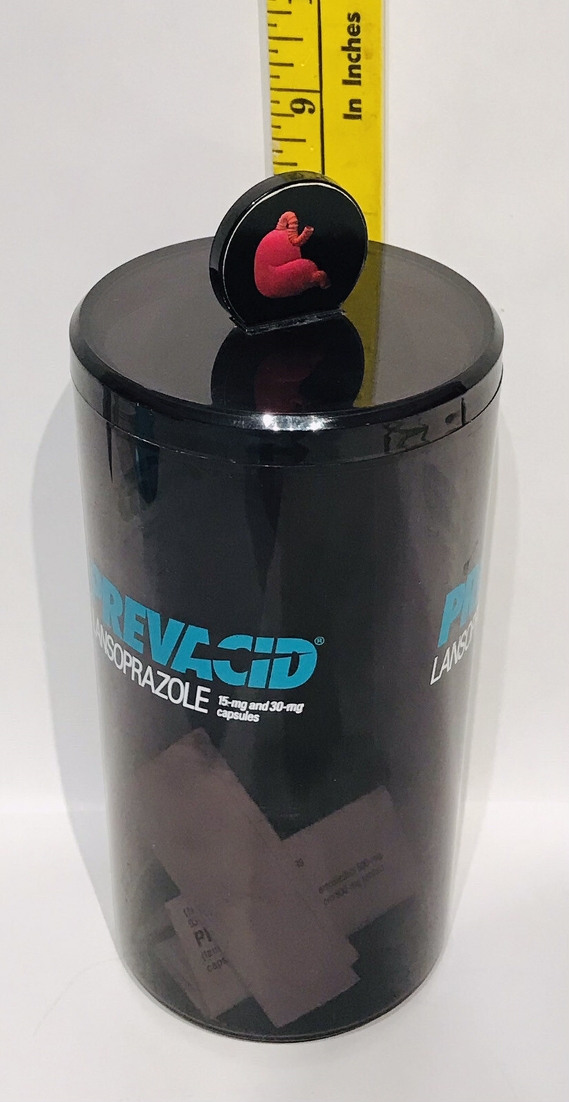 Pharmaceutical Collectible Container Prevacid Cotton Holder 7 3/4 inch Tall