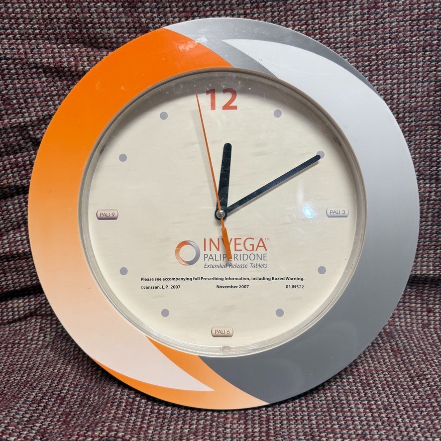 Invega Paliperidone Schizophrenia Pharma Promo Wall Clock Janssen 2007