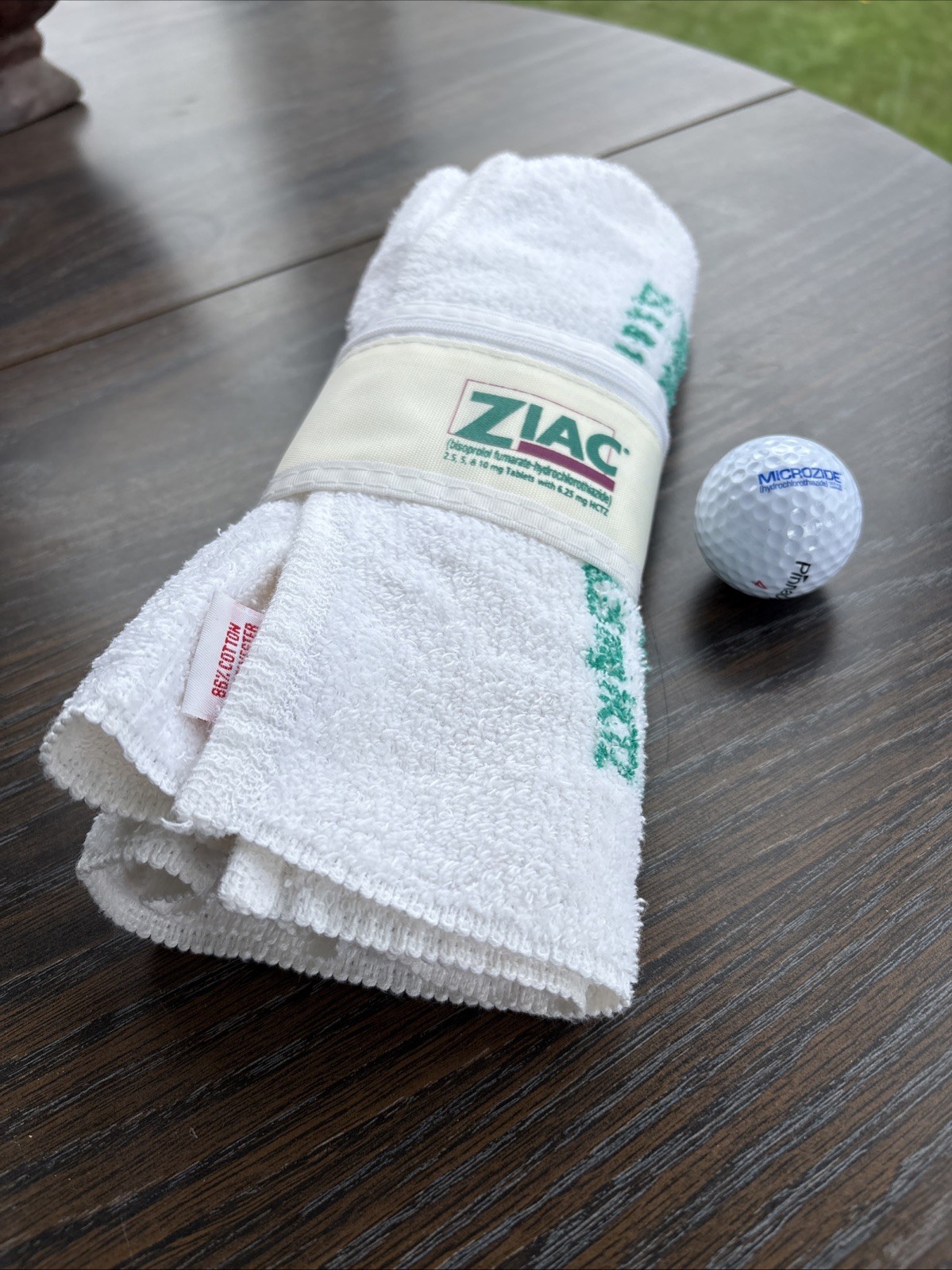 Ziac Pharmaceutical Giveaway Towel With Microzide Golf Ball